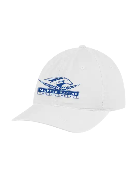 Garment Washed Unstructured Twill White Cap w/McPeek Racing Logo
