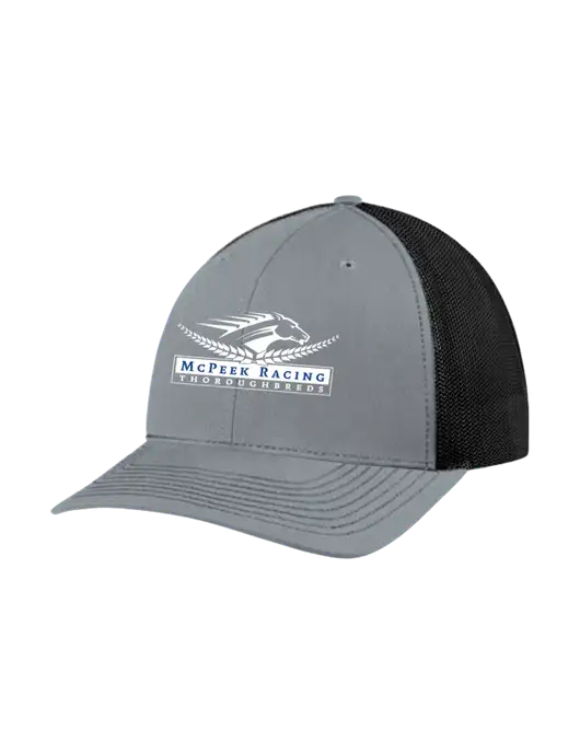 Richardson Adjustable Snapback Original 112 Trucker Cap Heather Grey w/Black Mesh w/McPeek Racing Logo