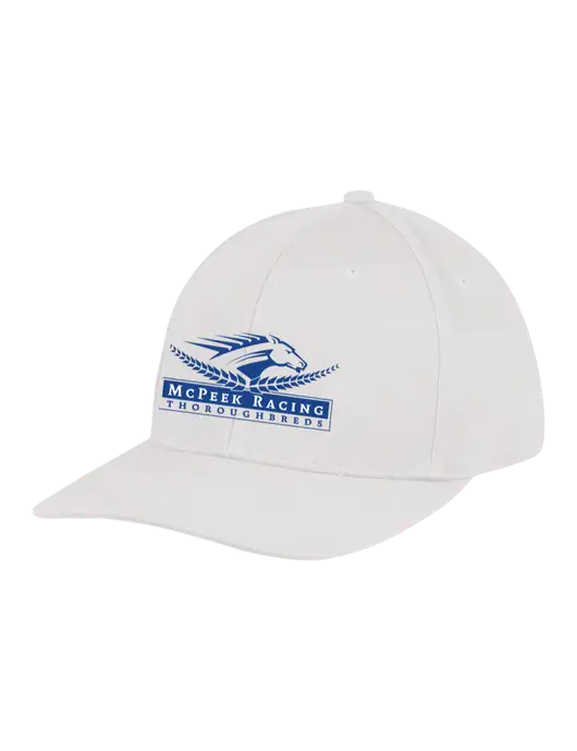 Premium Modern Structured Twill White Snapback Cap w/McPeek Racing Logo