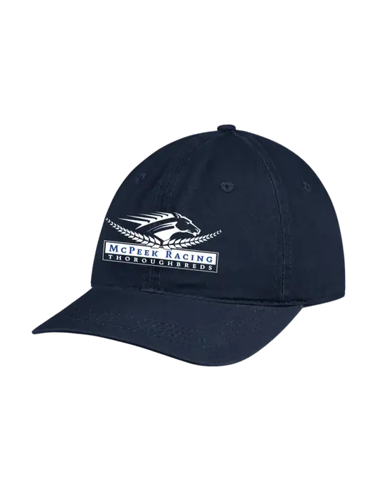 Garment Washed Unstructured Twill Navy Cap w/McPeek Racing Logo