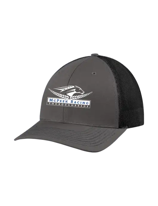 Richardson Adjustable Snapback Original 112 Trucker Cap Dark Grey w/Black Mesh w/McPeek Racing Logo