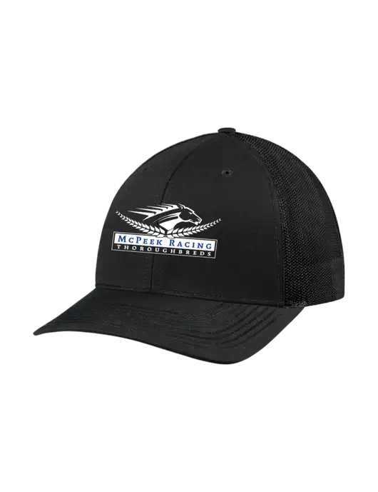 Richardson Adjustable Snapback Original 112 Trucker Cap Black w/Black Mesh w/McPeek Racing Logo