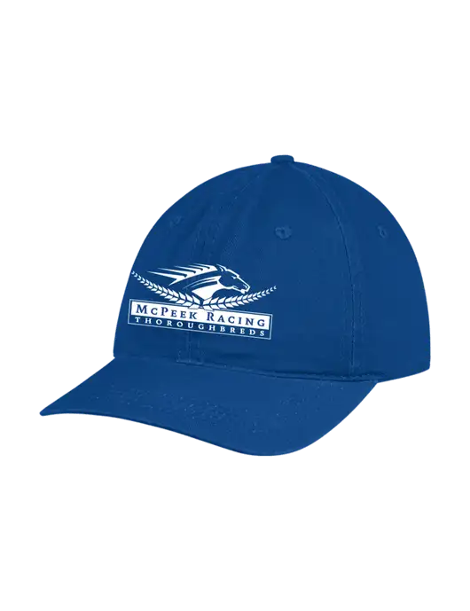 Garment Washed Unstructured Twill Royal Cap w/McPeek Racing Logo