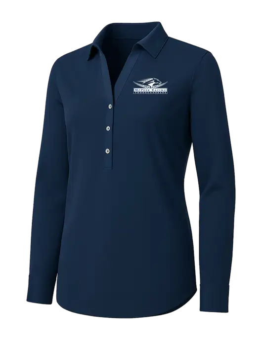 Womens Navy City Stretch Shirt w/McPeek Racing Logo