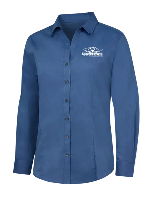Light Navy Womens Crosshatch Easy Care Shirt w/McPeek Racing Logo