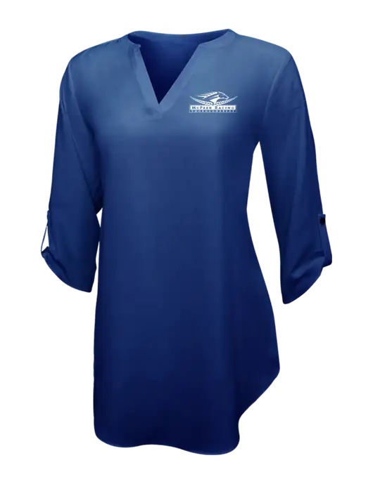 Dark Royal Womens 3/4 Sleeve Tunic Blouse w/McPeek Racing Logo