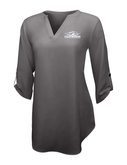 Dark Grey Womens 3/4 Sleeve Tunic Blouse w/McPeek Racing Logo