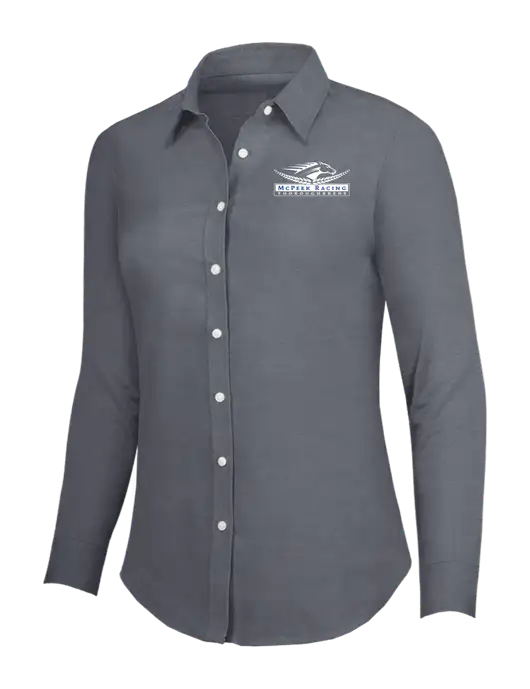 Dark Grey Womens SuperPro Oxford Shirt w/McPeek Racing Logo