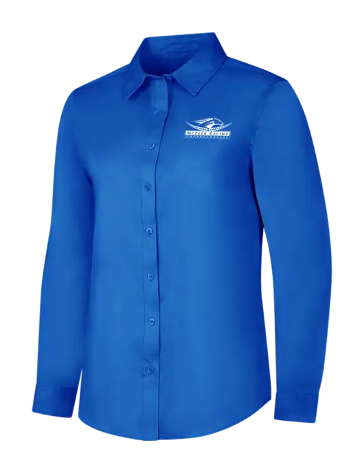 Womens Long Sleeve Royal Blue Superpro React Twill Shirt w/McPeek Racing Logo