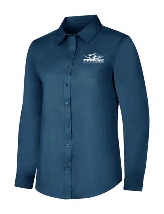 Light Navy Womens Long Sleeve Superpro React Twill Shirt w/McPeek Racing Logo