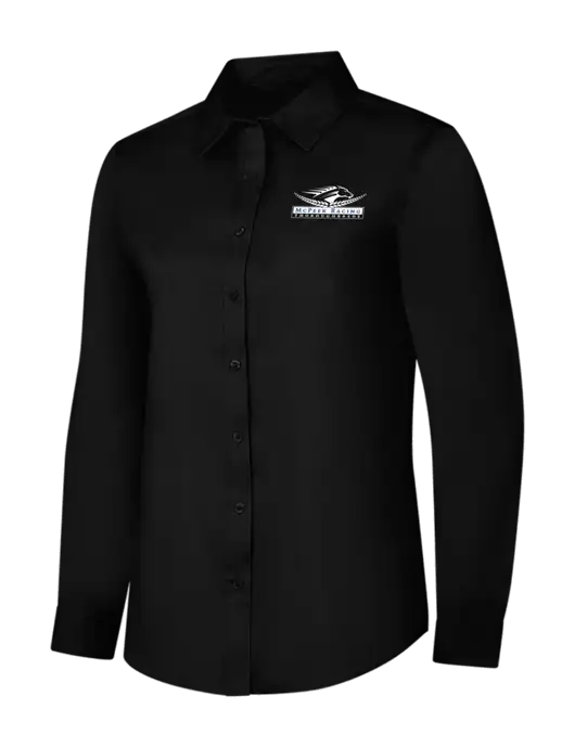 Womens Black Long Sleeve Superpro React Twill Shirt w/McPeek Racing Logo