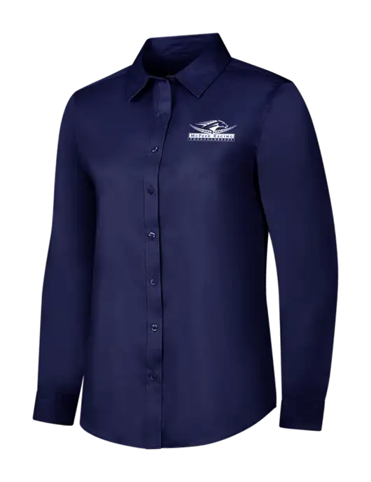 Navy Womens Long Sleeve Superpro React Twill Shirt w/McPeek Racing Logo