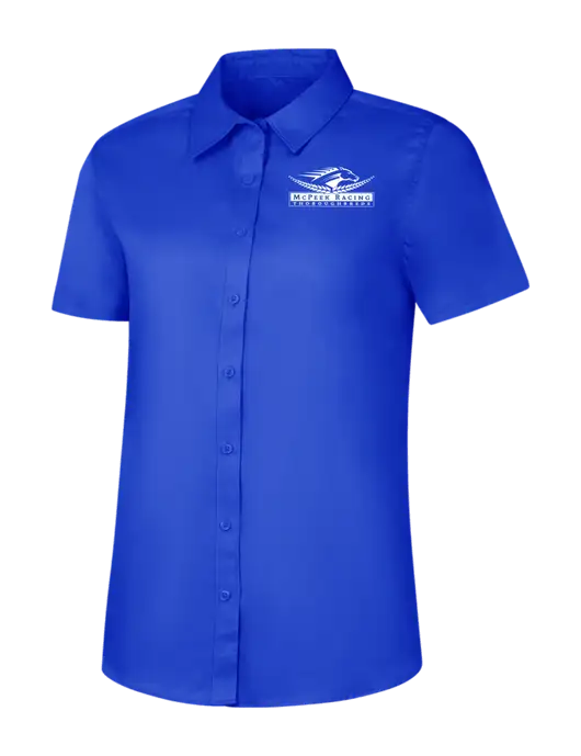 Womens Short Sleeve Dark Royal Superpro React Twill Shirt w/McPeek Racing Logo