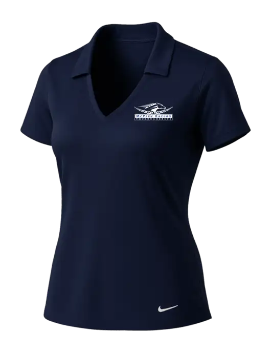 NIKE Dark Navy Womens Dri-Fit Vertical Mesh Polo w/McPeek Racing Logo