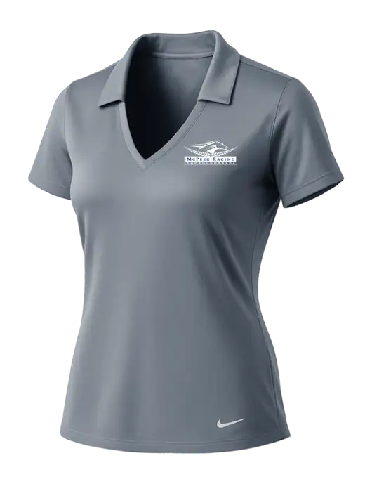 NIKE Medium Grey Womens Dri-Fit Vertical Mesh Polo w/McPeek Racing Logo