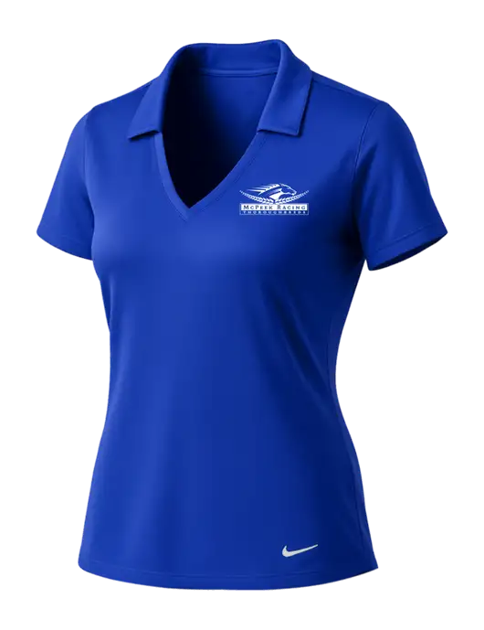 NIKE Dark Royal Womens Dri-Fit Vertical Mesh Polo w/McPeek Racing Logo