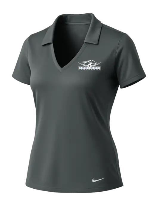 NIKE Dark Grey Womens Dri-Fit Vertical Mesh Polo w/McPeek Racing Logo