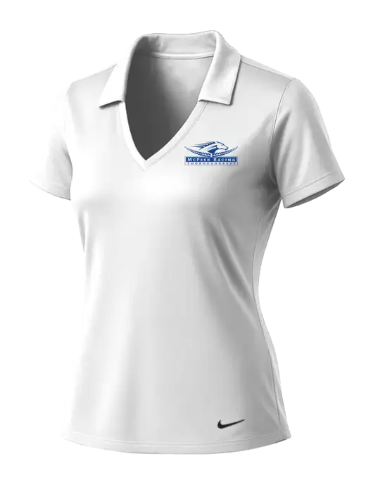 NIKE White Womens Dri-Fit Vertical Mesh Polo w/McPeek Racing Logo