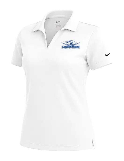 NIKE White Womens Dri-Fit Micro Pique Polo w/McPeek Racing Logo