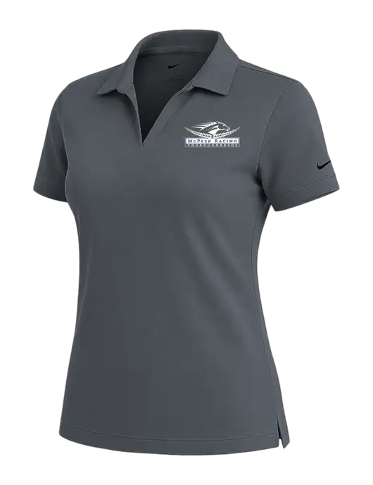 NIKE Dark Grey Womens Dri-Fit Micro Pique Polo w/McPeek Racing Logo