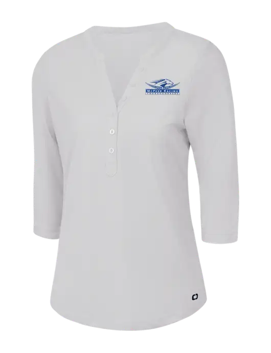 OGIO Bright White Jewel Henley w/McPeek Racing Logo
