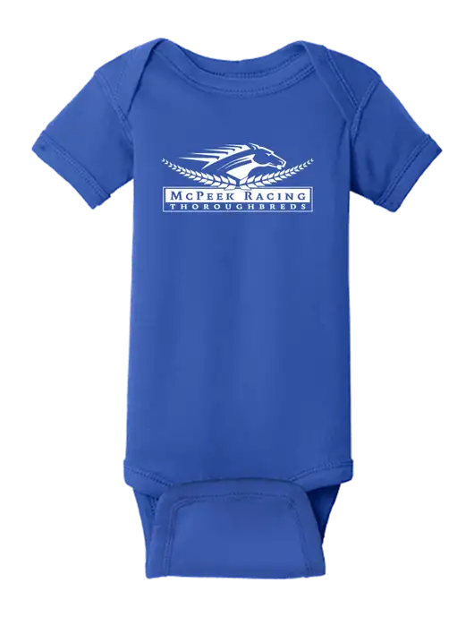 Rabbit Skins Royal Infant Short Sleeve Baby Rib Bodysuit w/McPeek Racing Logo