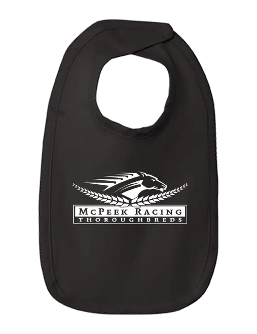 Rabbit Skins Black Infant Premium Jersey Bib w/McPeek Racing Logo