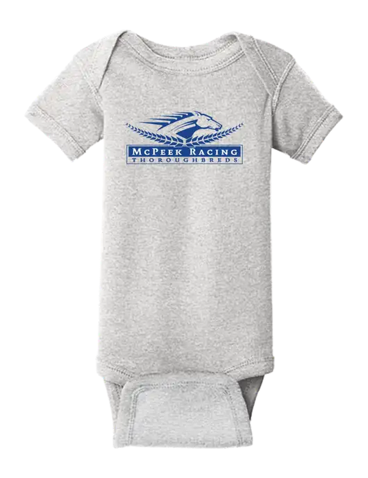 Rabbit Skins Light Grey Heather Infant Short Sleeve Baby Rib Bodysuit w/McPeek Racing Logo