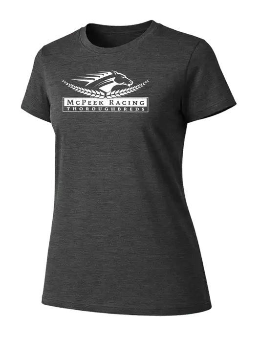 Womens Ring Spun Dark Heather Grey 4.5 oz T-Shirt w/McPeek Racing Logo