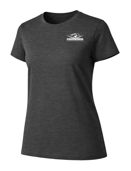 Womens Ring Spun Dark Heather Grey 4.5 oz T-Shirt w/McPeek Racing Logo