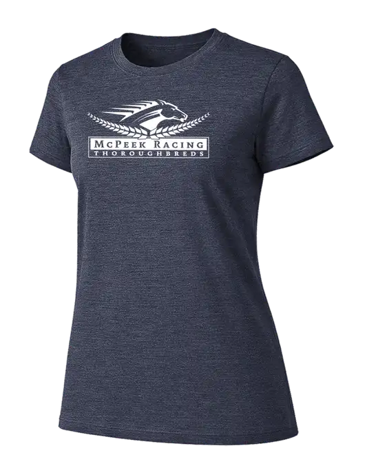 Womens Ring Spun Heather Navy 4.5 oz T-Shirt w/McPeek Racing Logo