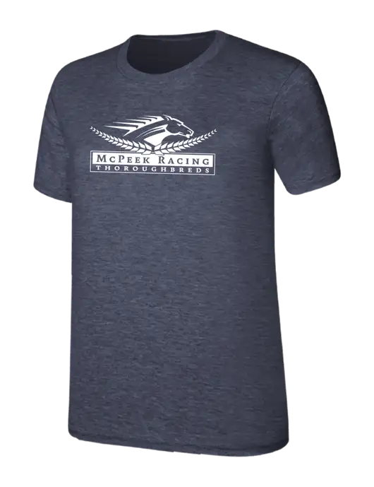 Womens Ring Spun Heather Navy 4.5 oz T-Shirt w/McPeek Racing Logo