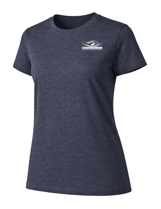 Womens Ring Spun Heather Navy 4.5 oz T-Shirt w/McPeek Racing Logo