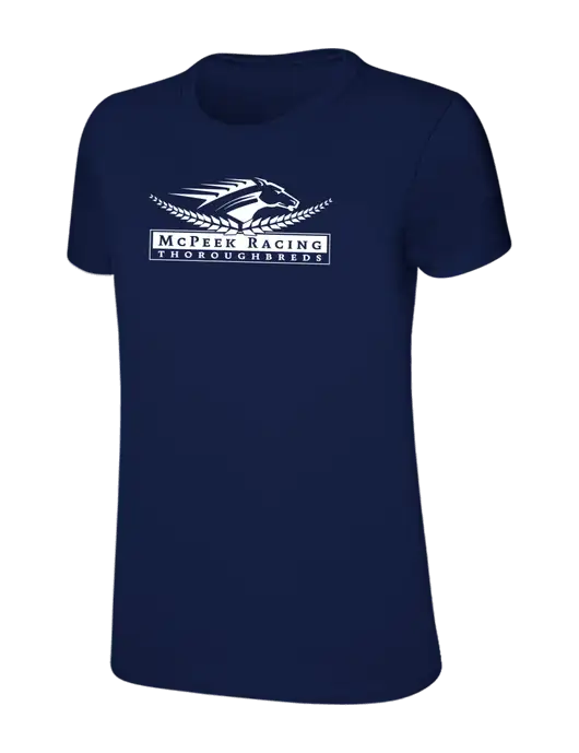 Womens Ring Spun Navy 4.5 oz T-Shirt w/McPeek Racing Logo