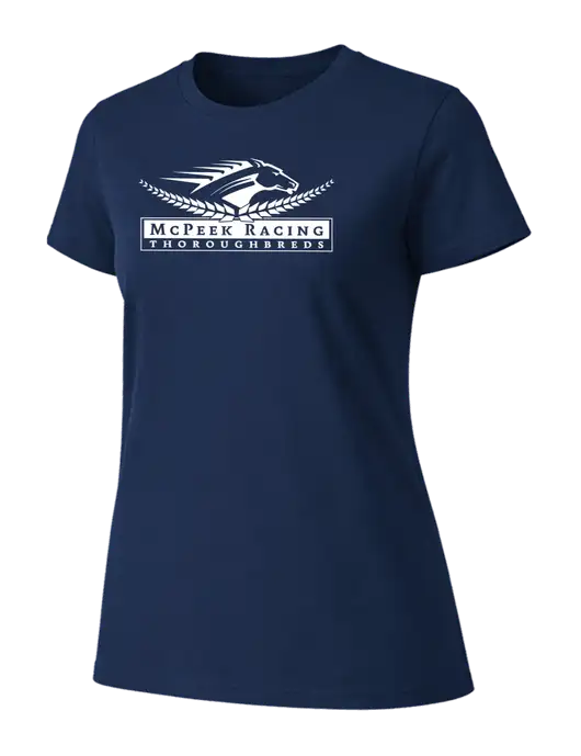 Womens Ring Spun Navy 4.5 oz T-Shirt w/McPeek Racing Logo