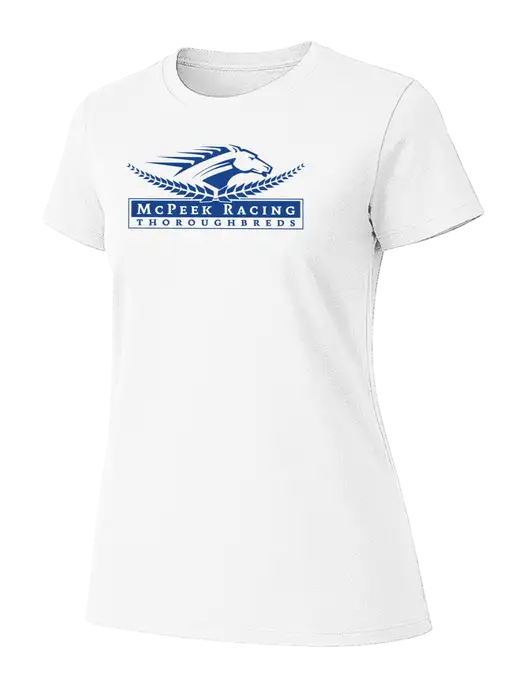 Womens Ring Spun White 4.5 oz T-Shirt w/McPeek Racing Logo