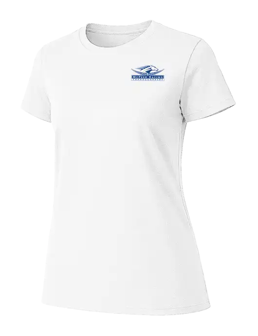 Womens Ring Spun White 4.5 oz T-Shirt w/McPeek Racing Logo