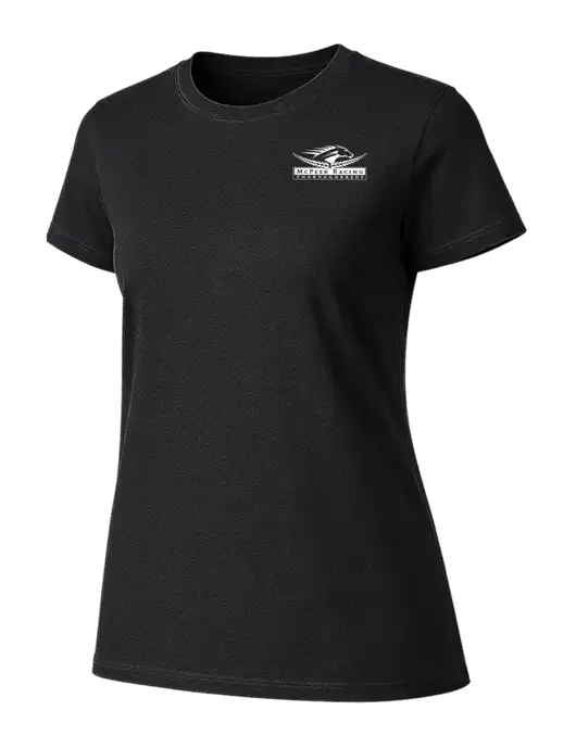 Womens Ring Spun Jet Black 4.5 oz T-Shirt w/McPeek Racing Logo