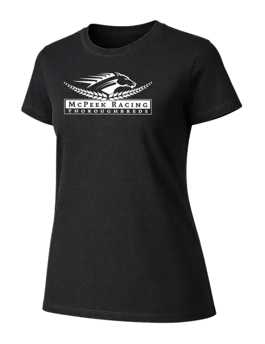 Womens Ring Spun Jet Black 4.5 oz T-Shirt w/McPeek Racing Logo
