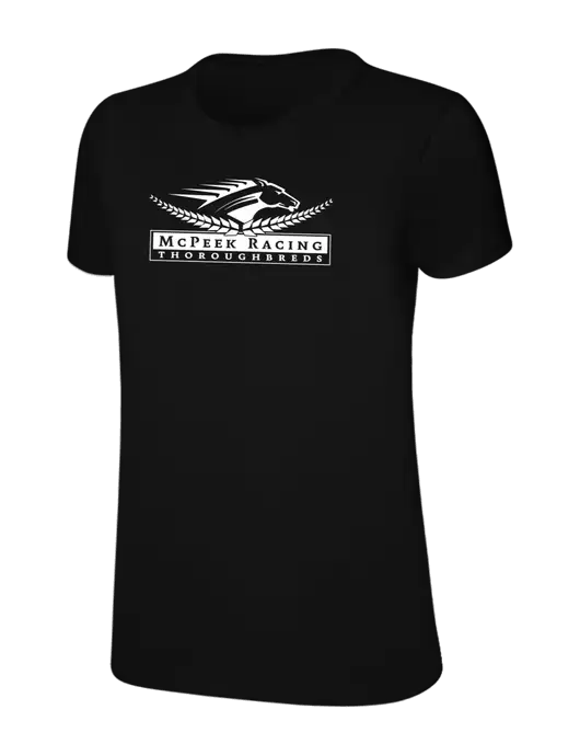 Womens Ring Spun Jet Black 4.5 oz T-Shirt w/McPeek Racing Logo