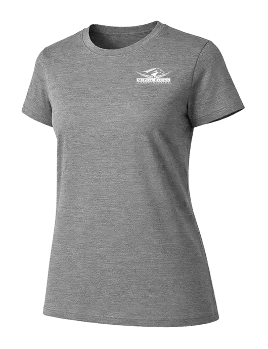 Womens Ring Spun Light Grey Heather 4.5 oz T-Shirt w/McPeek Racing Logo