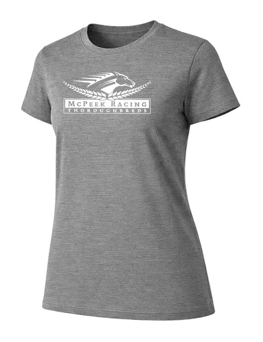 Womens Ring Spun Light Grey Heather 4.5 oz T-Shirt w/McPeek Racing Logo