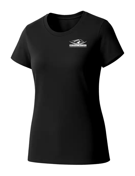 Womens Seriously Soft Black T-Shirt w/McPeek Racing Logo