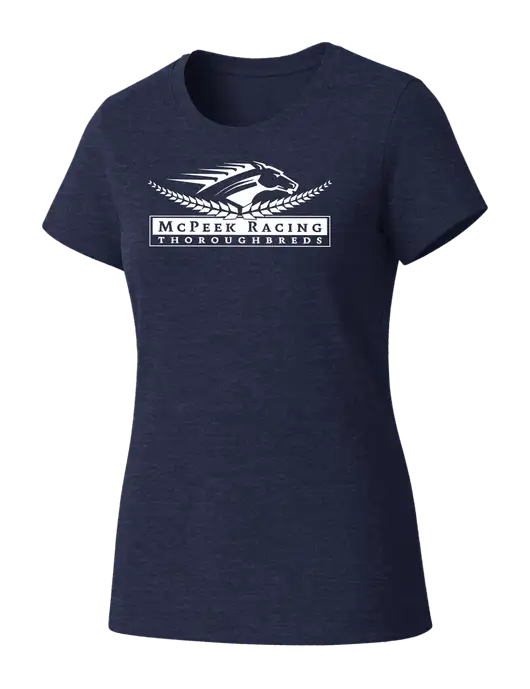 Womens Seriously Soft Heathered Navy T-Shirt w/McPeek Racing Logo