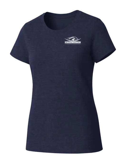Womens Seriously Soft Heathered Navy T-Shirt w/McPeek Racing Logo