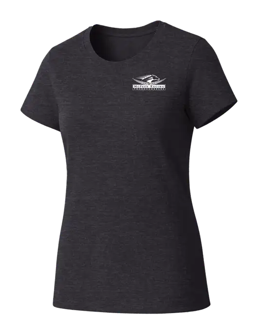 Womens Seriously Soft Heathered Charcoal T-Shirt w/McPeek Racing Logo