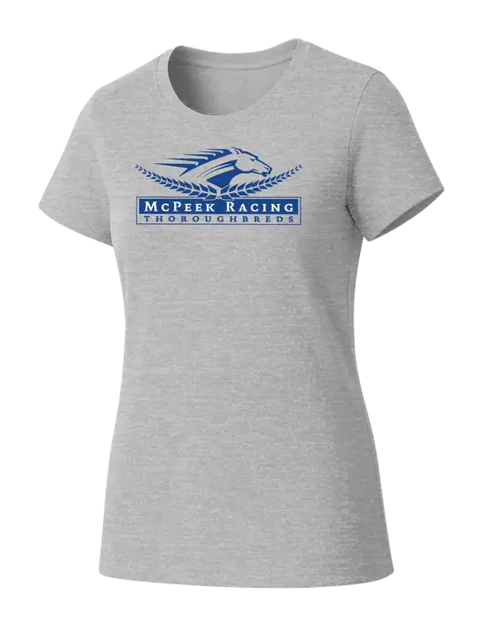 Womens Seriously Soft Light Heathered Grey T-Shirt w/McPeek Racing Logo