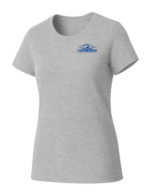 Womens Seriously Soft Light Heathered Grey T-Shirt w/McPeek Racing Logo