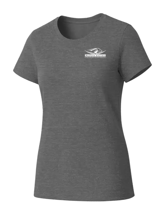 Womens Seriously Soft Grey Frost T-Shirt w/McPeek Racing Logo