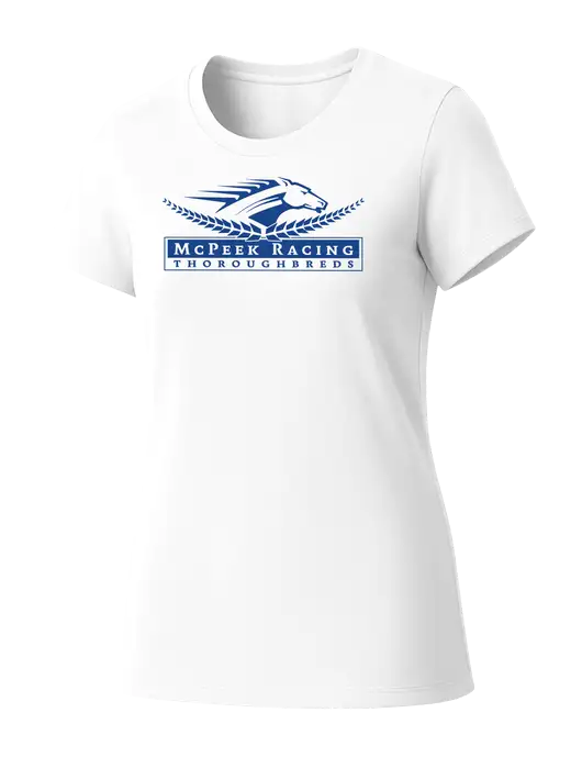 Womens Seriously Soft White T-Shirt w/McPeek Racing Logo